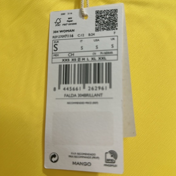 Mango- NWT Yellow silk midi skirt - Picture 6 of 7